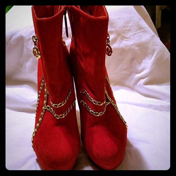 Alba Shoes - Alba Red Suede Boots 7" Heel Size 9
